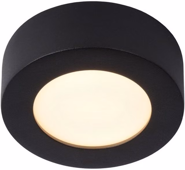Lucide Brice Modern LED Flush Ceiling Light, Black, IP44, Round, 11 cm