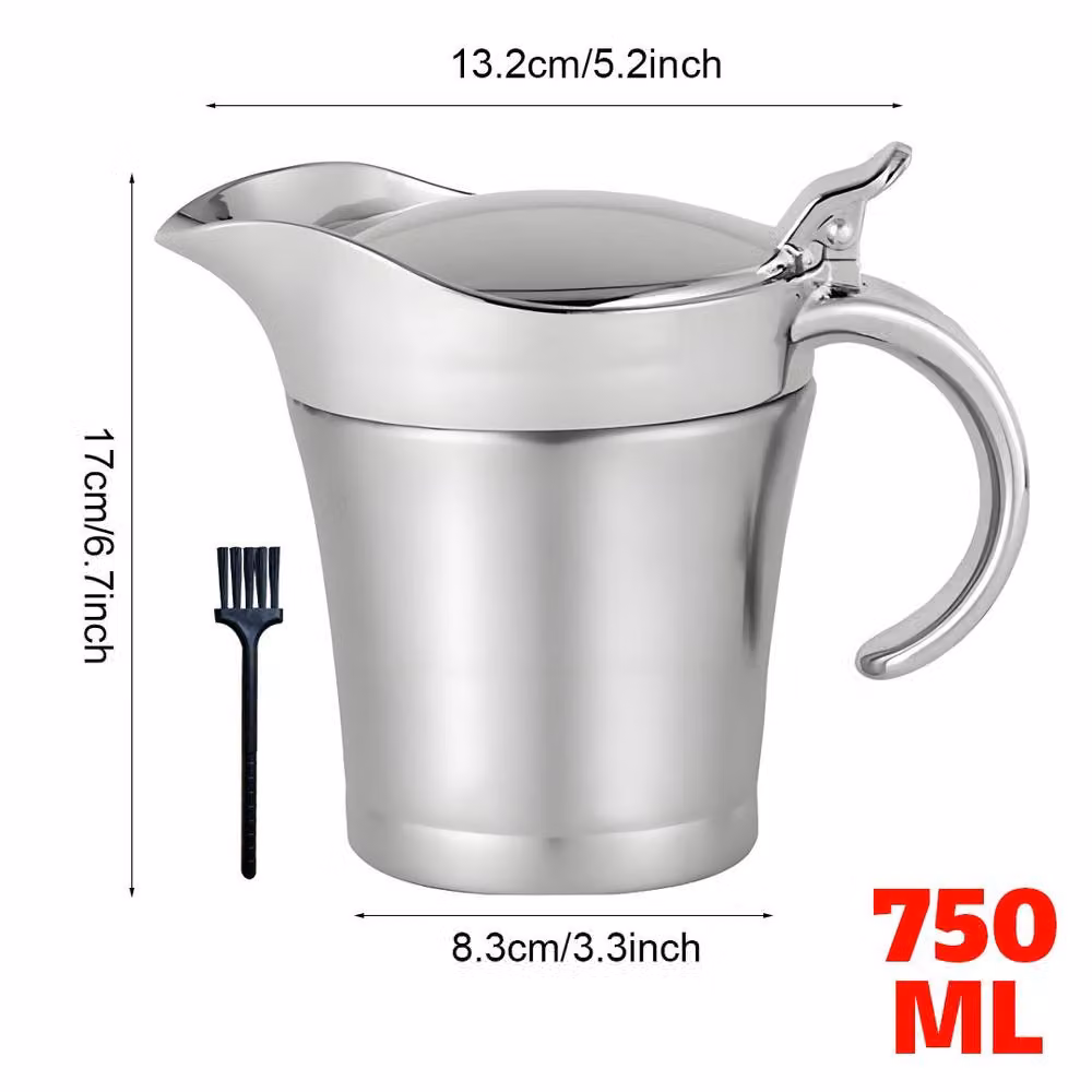 Ventryn 750ml Double Insulated Cream Boat in Metallic Silver Stainless Steel – 2