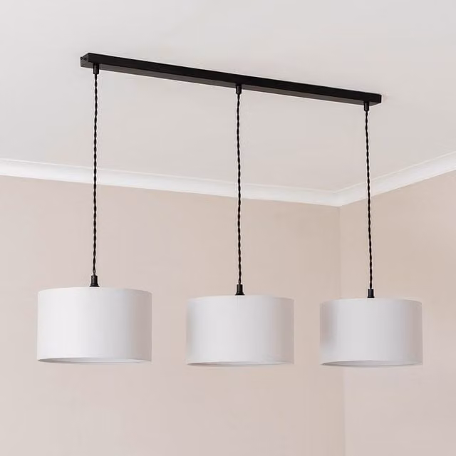 ValueLights Reni 3 Drop Bar Ceiling Pendant Light in Matte Black and Grey