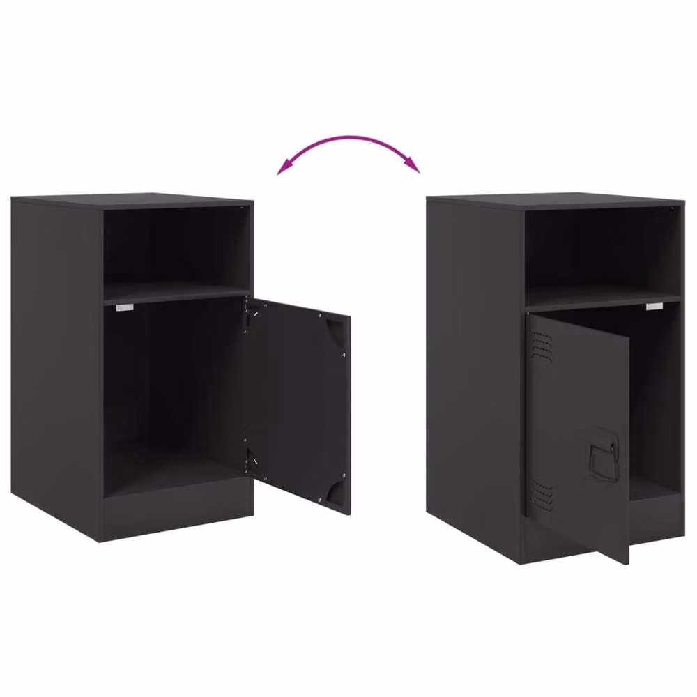 Berkfield Home Set of 2 Black Metal Industrial Bedside Cabinets, W/D/H: 34.5 x 39 x 62 cm – 4
