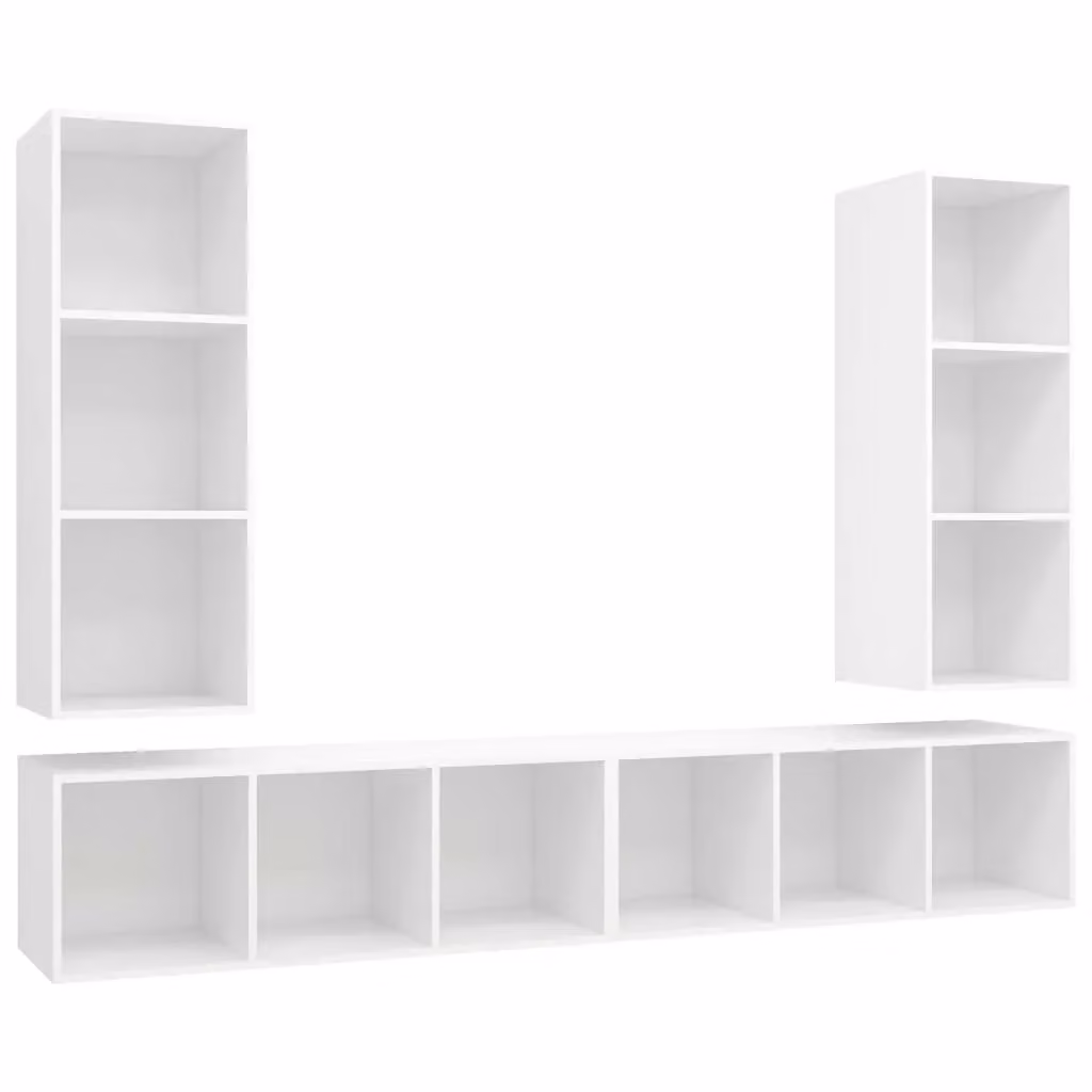 Berkfield Home 4-Piece Wall-Mounted TV Cabinet Set in White Matt Engineered Wood – 2