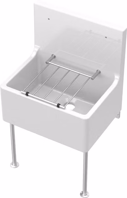 Balterley White Ceramic 1 Bowl Fireclay Kitchen Sink with Grill Legs W/D/H: 51.5 x 53.5 x 39.3 cm