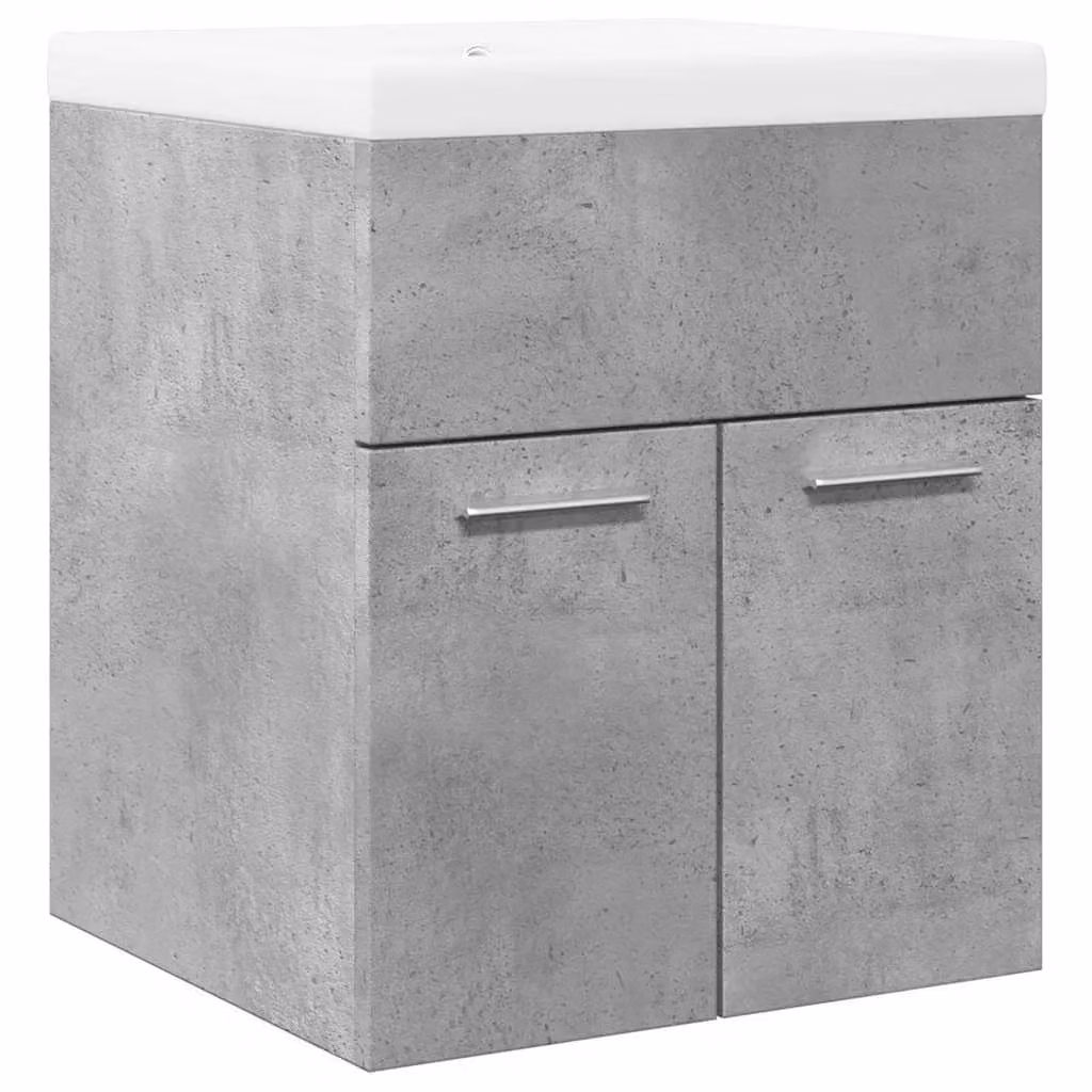 Berkfield Home 2 Piece Modern Wall Mounted Bathroom Furniture Set in Matt Concrete Grey