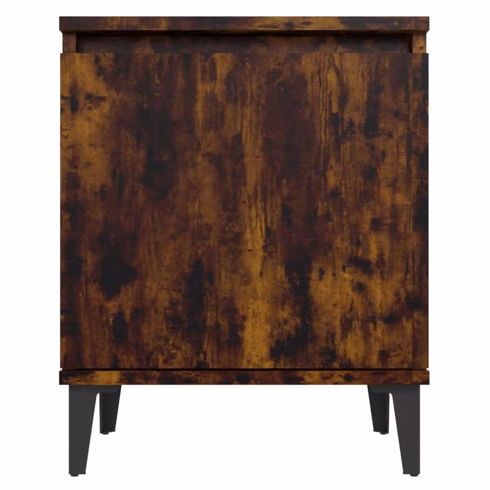 Berkfield Home Bed Cabinet with Metal Legs in Smoked Oak Brown, W/D/H: 40 x 30 x 50 cm – 5