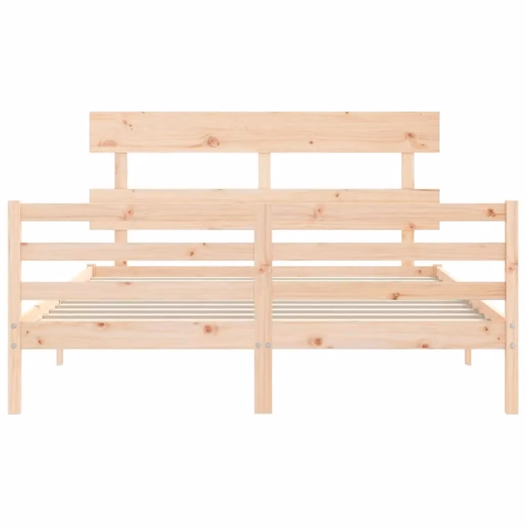 Berkfield Home King Size Solid Wood Bed Frame with Headboard in Brown, W: 180 cm, D: 200 cm