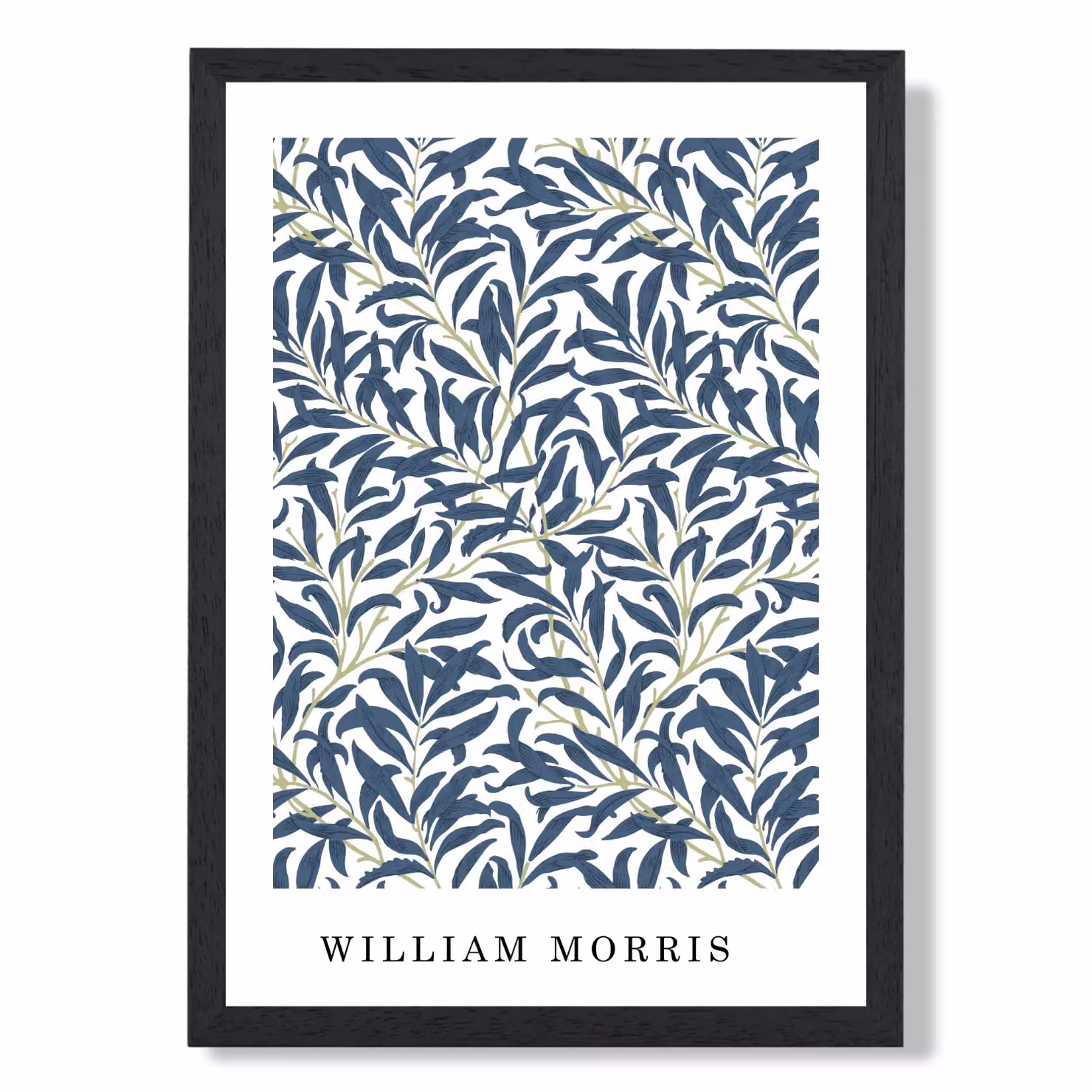 ARTZE Vintage William Morris Navy Willow Floral Art Print with Black Frame, A4 – 2