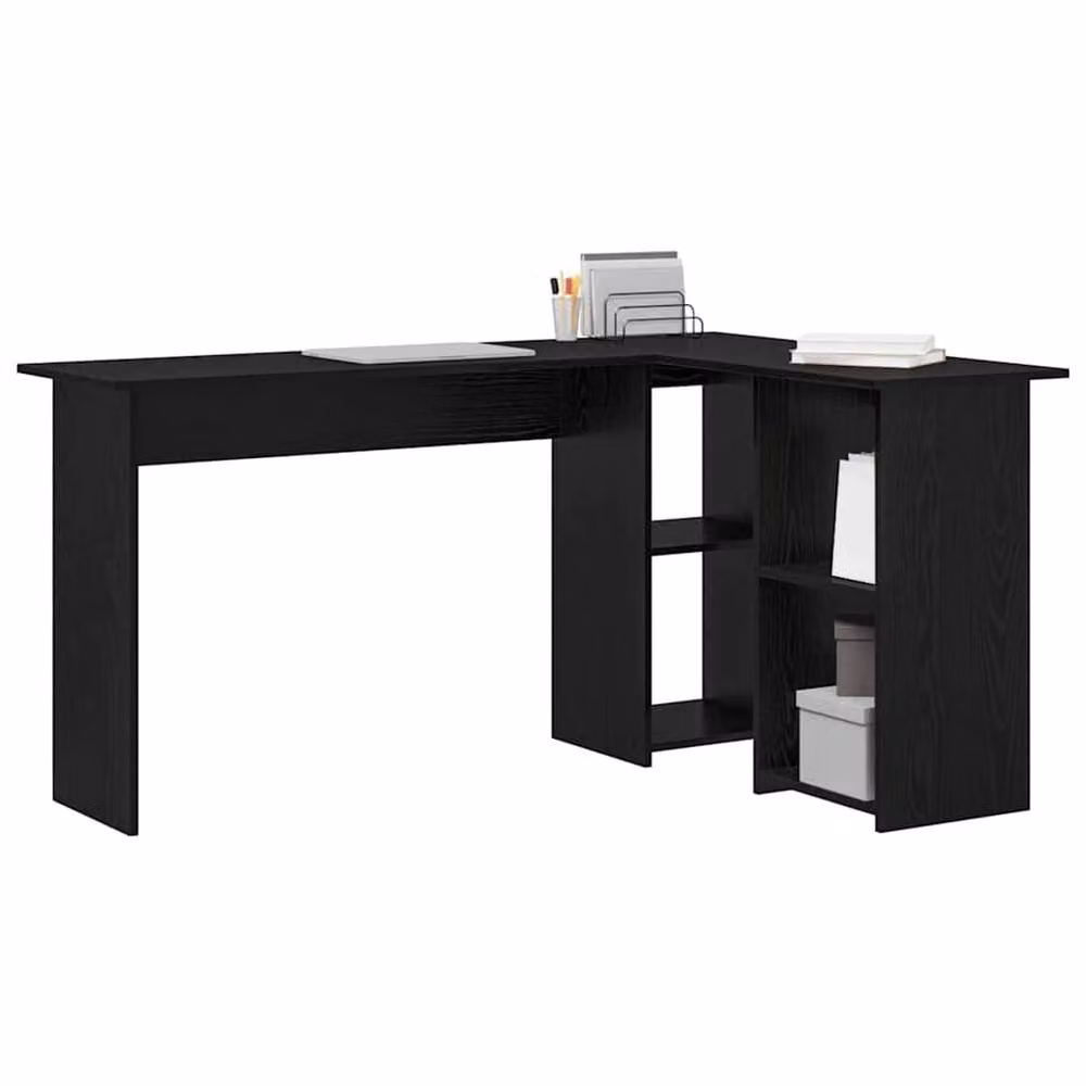 Berkfield Home Black Oak Corner Desk in Black Engineered Wood – 3