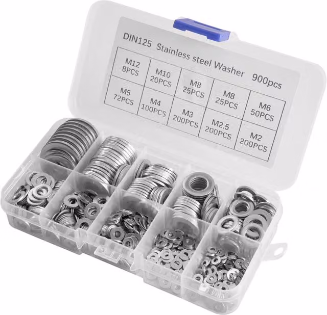 Living and Home 900-Piece Stainless Steel Flat Washer Set in Silver – 1