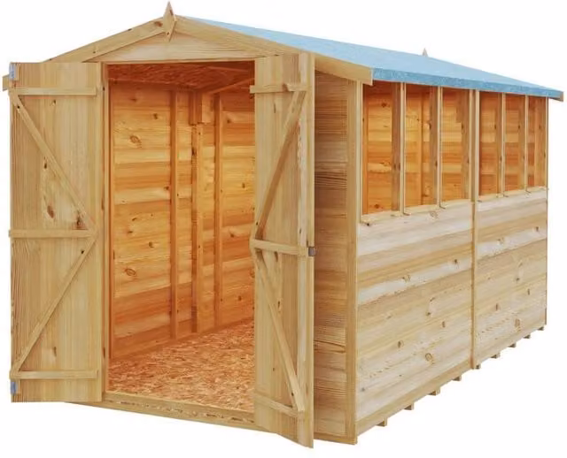 Shires Overlap DD Gable Garden Shed with Double Doors in Beige