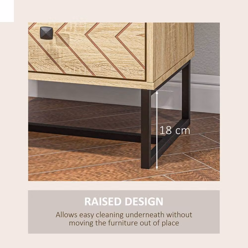 STILVORA Modern Geometric Bedside Table with 2 Drawers and Zig-Zag Design in Sand, Black, Brown or Beige – 3