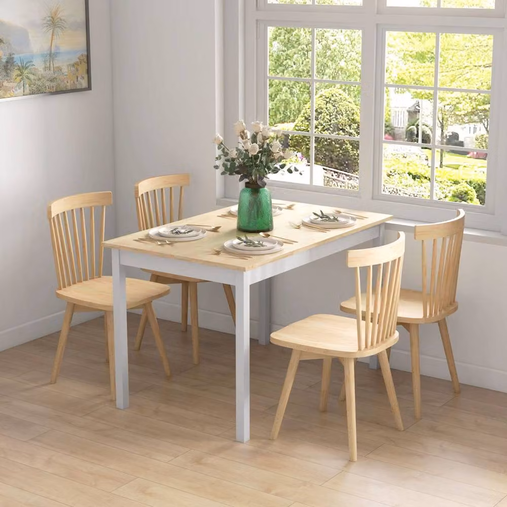 Wyld Haus Sasoroma 4 Seater Farmhouse Dining Table in Natural White, W/D/H: 120 x 75 x 75 cm – 3