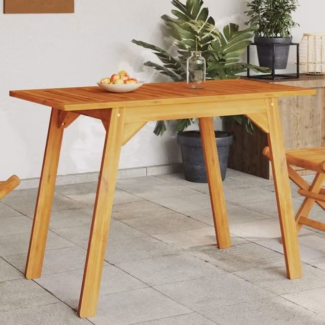 Berkfield Home Garden Rustic Acacia Wood Dining Table in Brown W/D/H: 110 x 56 x 75 cm