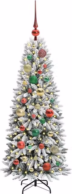 Berkfield Home Green Artificial Christmas Tree with 150 White LEDs, W/D/H: 53 x 53 x 120 cm – 1