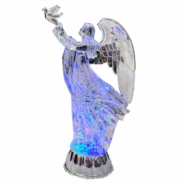 Shatchi Christmas LED Light Up Angel Figure Snowglobe with Swirling Glitter in Clear – 1