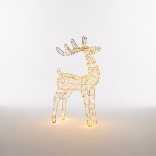 Pegdev Silver Metal Outdoor Deer Christmas Decoration with 450 Warm White LEDs, Height: 78 cm