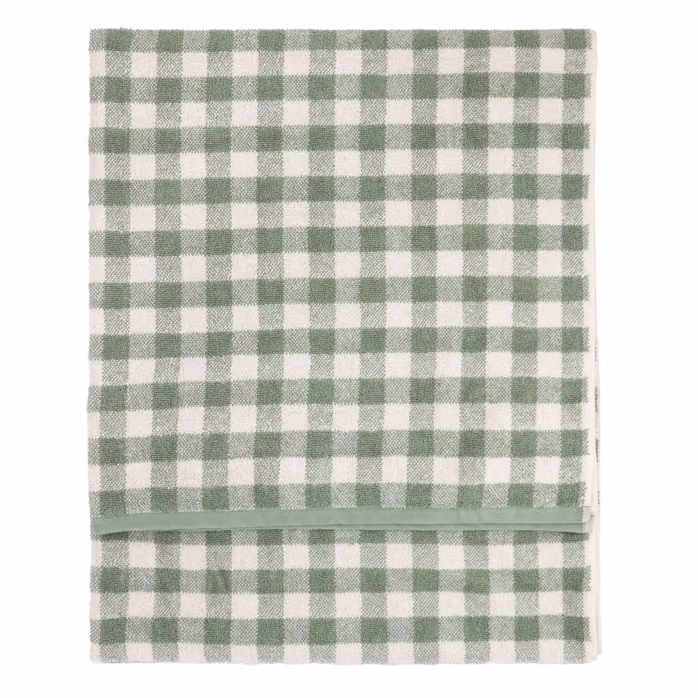Yard Barton Green Gingham Check Fluffy 100% Cotton Towel – 2
