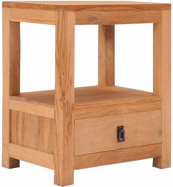 Berkfield Home Solid Teak Wood Bedside Cabinet in Brown, W/D/H: 40 x 30 x 50 cm