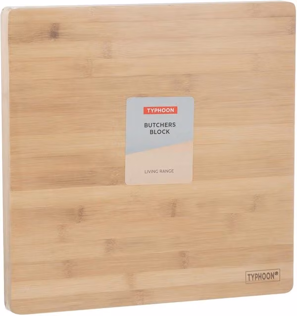 Typhoon Living Reversible Square Bamboo Wooden Butchers Block Chopping Board, Brown, W: 37 cm, D: 37 cm, H: 3.5 cm