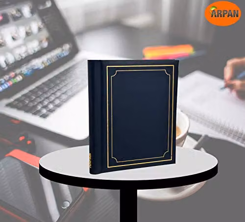 Arpan Set of 3 Self-Adhesive Photo Albums with 108 Sheets and 216 Sides in Blue Padded Leather Style Finish – 8