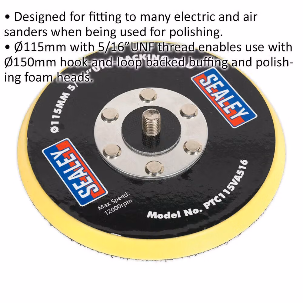 Loops 115mm Hook and Loop Backing Pad in Black and Multicolour for Buffing and Polishing – 2