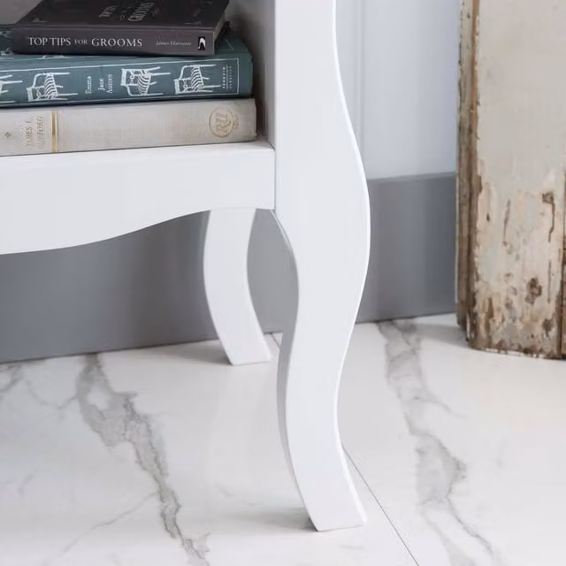 Noa and Nani Camille 1 Drawer Bedside Table in Classic White