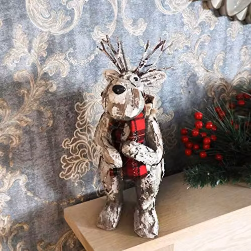 Shatchi Silver and White Reindeer Christmas Tabletop Centrepiece, Height: 34 cm – 3