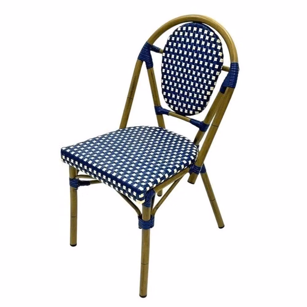 NESTLUNE 4-Piece Blue Rattan Bistro Chairs for Garden, Kitchen or Dining Room – 3