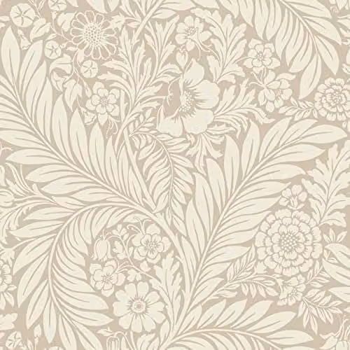 Belgravia Decor Florence Leaf Floral Wallpaper in Beige and Sand – 1
