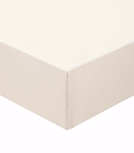 Murmur 250TC Plain Dye Cotton Percale Fitted Sheet in Beige, W/D/H: 140 x 200 cm