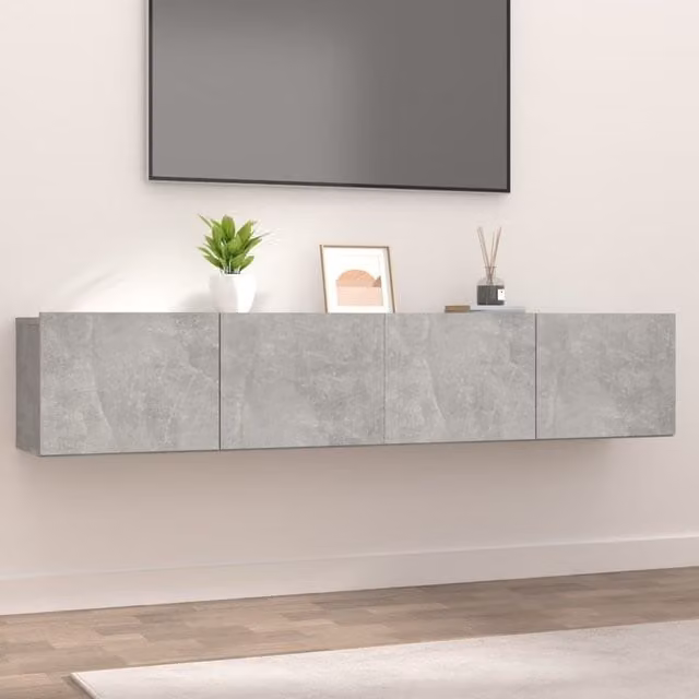 Berkfield Home Set of 2 Modern Concrete Grey TV Cabinets in Engineered Wood, W/D/H: 80 x 30 x 30 cm – 1