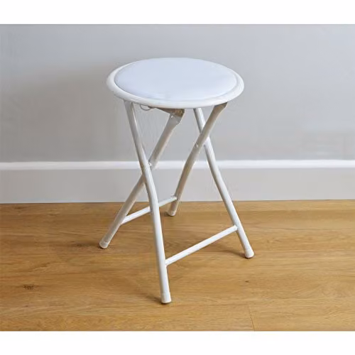 Harbour Housewares White Padded Folding Stools, Pack of 2 – 2