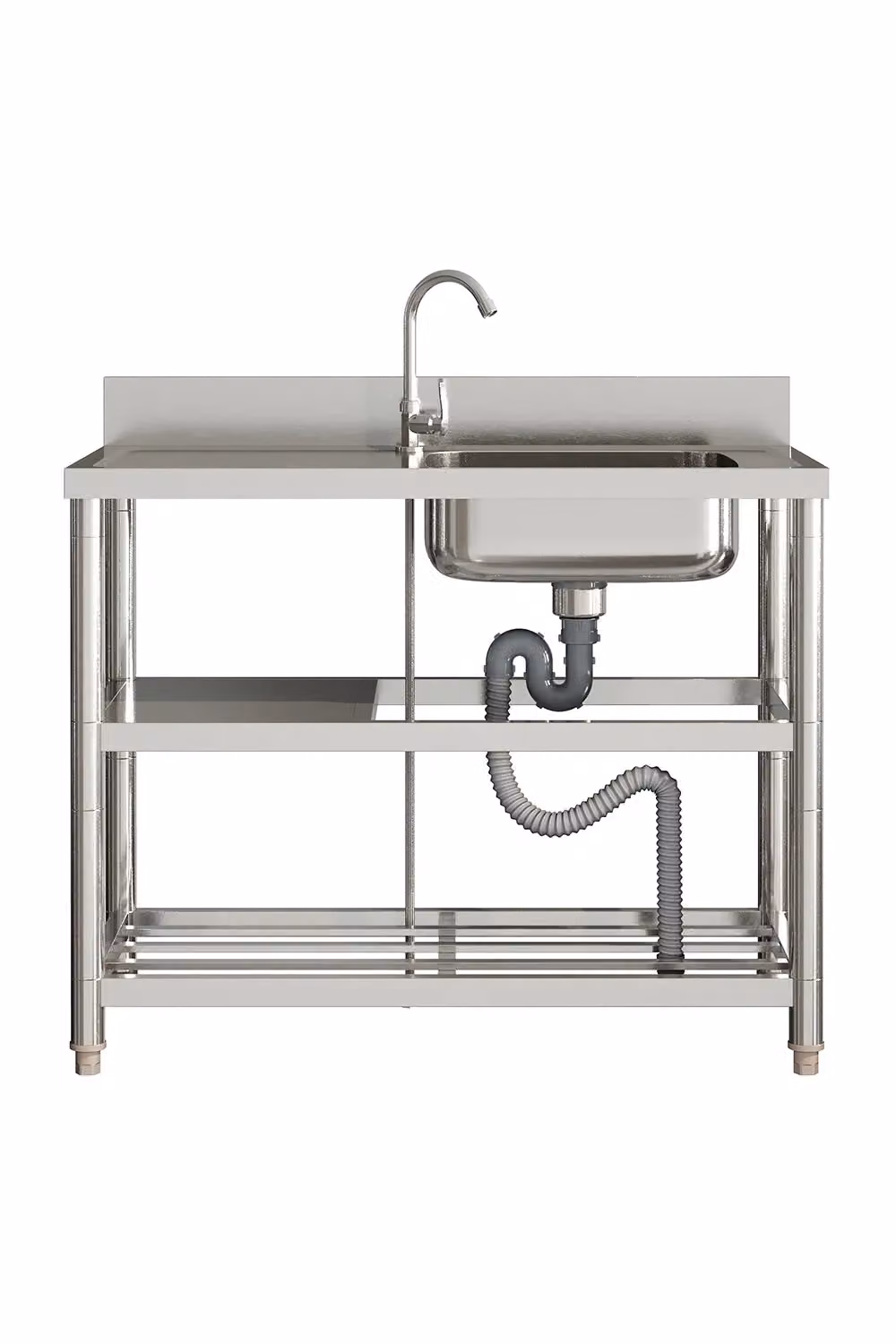 Living and Home Stainless Steel Sink with Shelves in Silver – 3