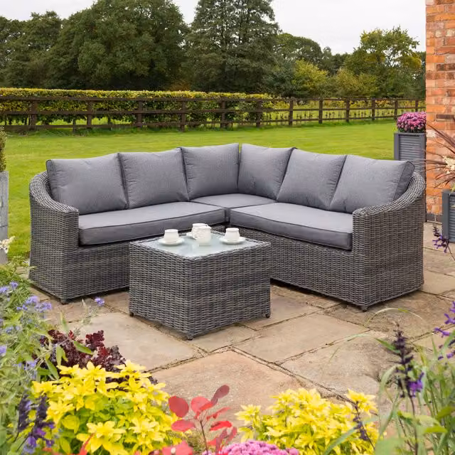 Rowlinson Bunbury Rattan Corner Sofa Set in Grey