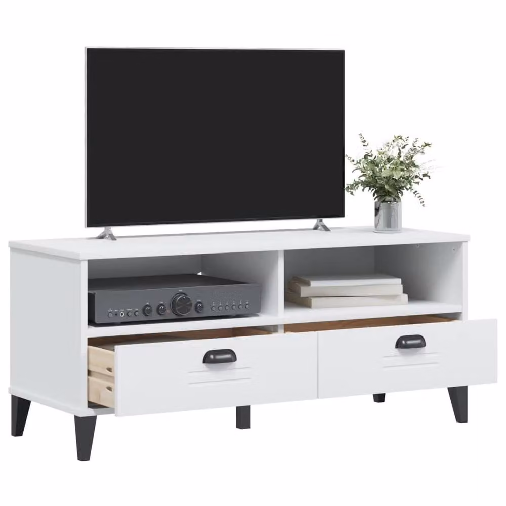 Berkfield Home VIKEN TV Cabinet in White Engineered Wood, W: 106.0 cm, D: 40.0 cm, H: 46.5 cm – 4