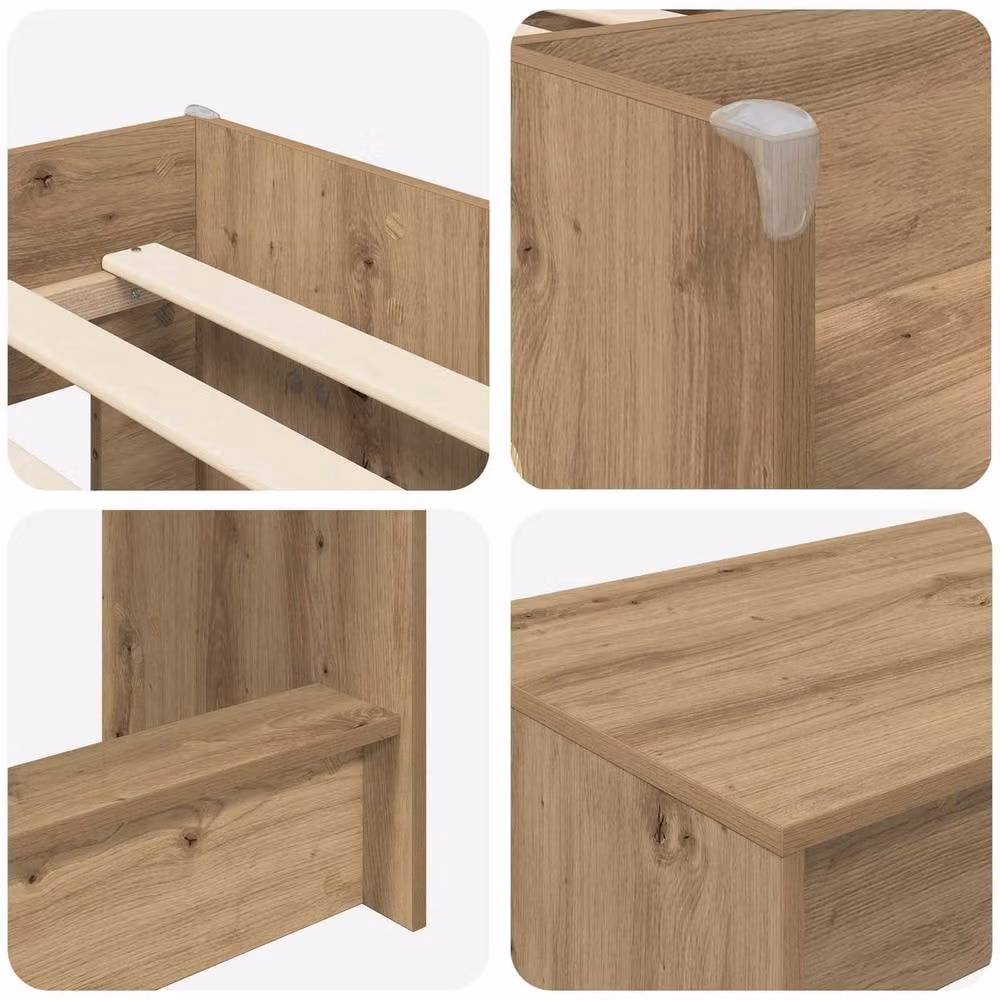 Berkfield Home Kids High Bed Frame with Desk, 2 Piece Set in Artisan Oak Brown – 3