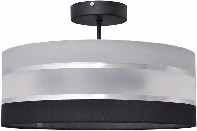 Netlighting Helam Helen Cylindrical Fabric Ceiling Light in Grey, Silver and Black, Diameter: 40 cm – 4