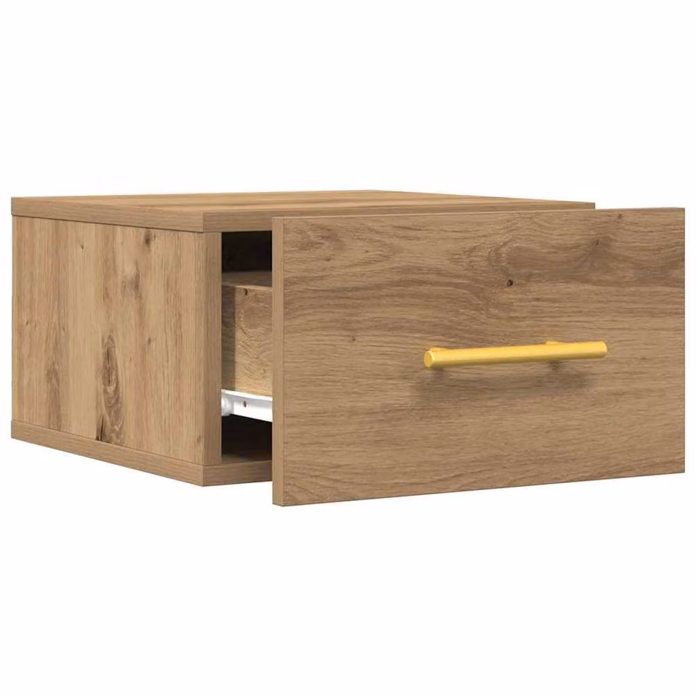 Berkfield Home Wall-Mounted Artisan Oak Bedside Cabinet, Brown, W/D/H: 35 x 35 x 20 cm – 3