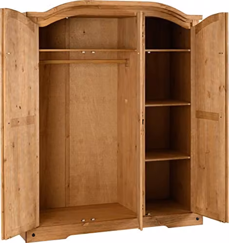 Seconique Corona 3 Door Triple Wardrobe in Brown Waxed Pine – 2