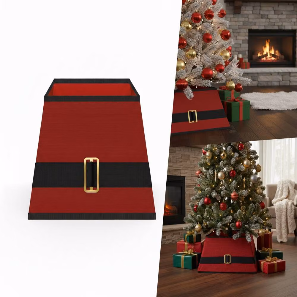 Pegdev Red and Black Santas Belt Christmas Tree Skirt for Tabletop Trees – 4