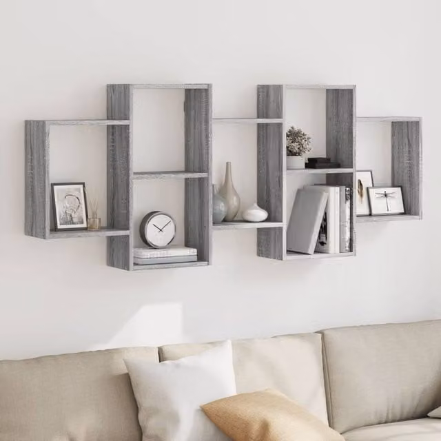 Berkfield Home Wall Mounted Shelf in Grey Sonoma, W: 159 cm, D: 18 cm, H: 65 cm
