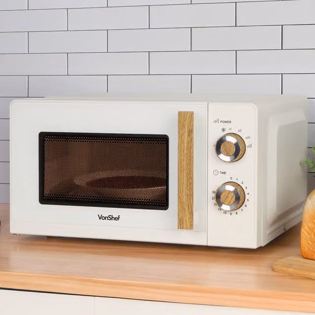 VonShef Solo Countertop Microwave, 20L, Beige