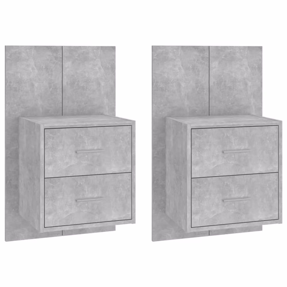Berkfield Home Set of 2 Wall-mounted Bedside Cabinets in Concrete Grey, W: 48.5 cm, H: 80 cm, D: 32.5 cm – 2