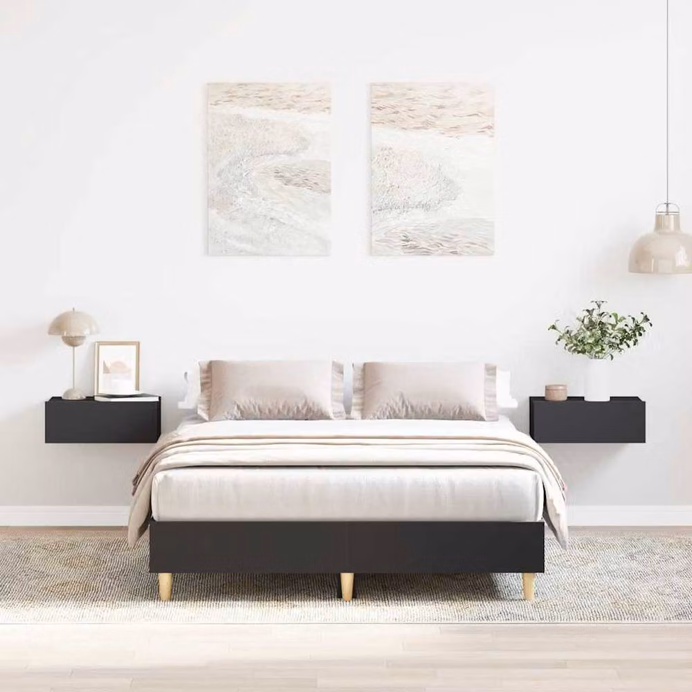 Berkfield Home Small Double Bed Frame in Black, Engineered Wood, W/D/H: 120 x 190 cm – 2