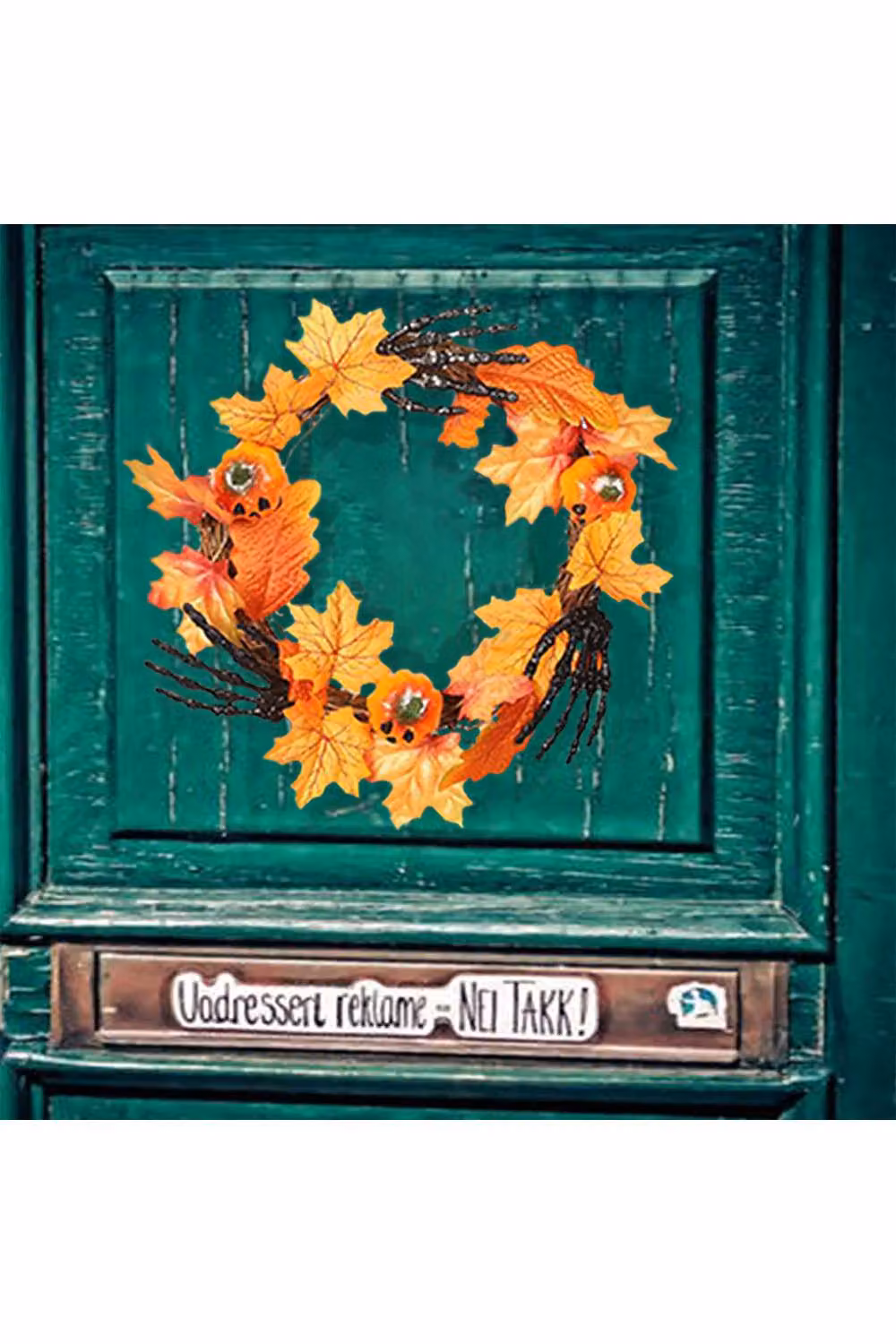 H&O Direct Orange Halloween Hand Pumpkin Hanging Wreath for Front Door Decor – 2