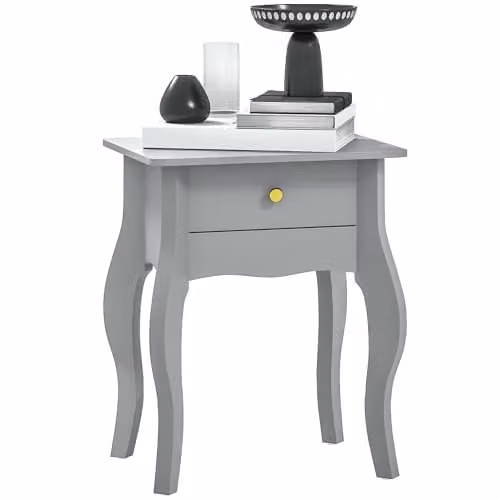 HOMCOM French Style Side Table with Drawer, Grey, W/D/H: 35 x 45 x 55 cm