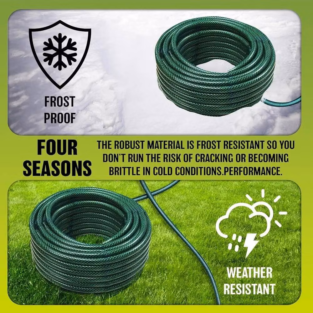 FLAVORA 100m Reinforced Braided PVC Garden Hose Pipe in Green – 2