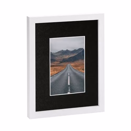 Nicola Spring Single Rectangular Photo Frame in White with Black Mount and Glass Aperture – 1