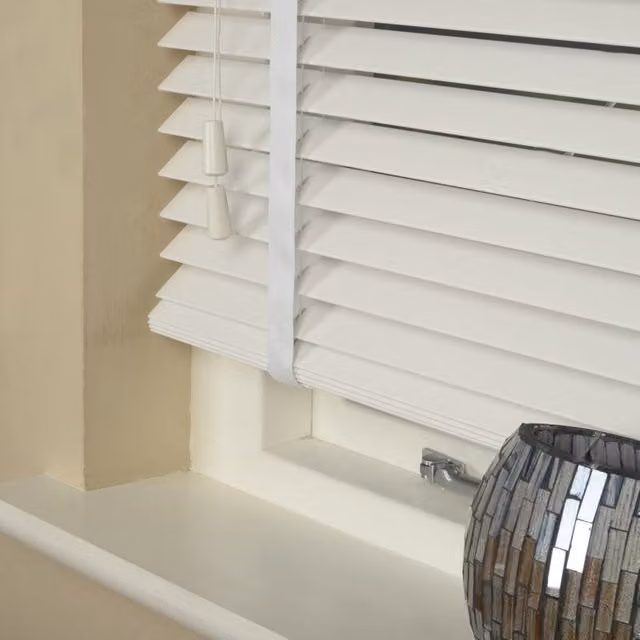 Terrys Made To Measure Wood Essence 35mm Wooden Venetian Blind in True White