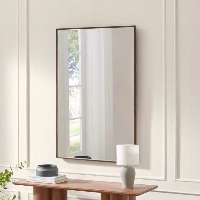 FurnitureboxUK Inga Brown Walnut Wood Rectangular Wall Mirror W: 120 cm, H: 80 cm