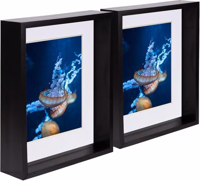 Nicola Spring Pack of 5 Rectangular 3D Deep Box Photo Frames in Black and White, W/D/H: 20.32 x 25.4 x 5.08 cm